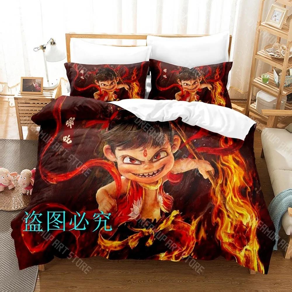 3D Print Nezha 2 Anime Bedding Set Single Twin Full Queen King Size Bed Set Adult Kid Bedroom Duvetcover Sets