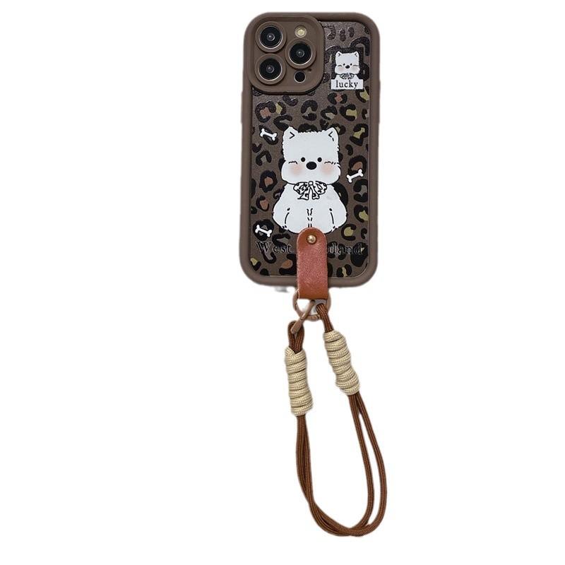 American Leopard Print West Highland Suitable for Samsung S24FE Mobile Phone Case, New A54 Creative Hand Rope, Women's A16 Protective Case