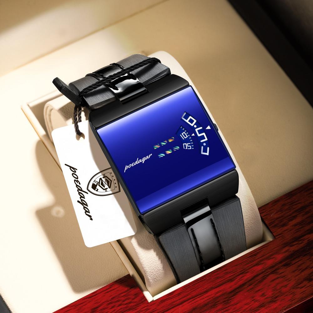 POEDAGAR High Quality Man Watch Waterproof Casual Watch Sports Leather Quartz Watches Male+Box