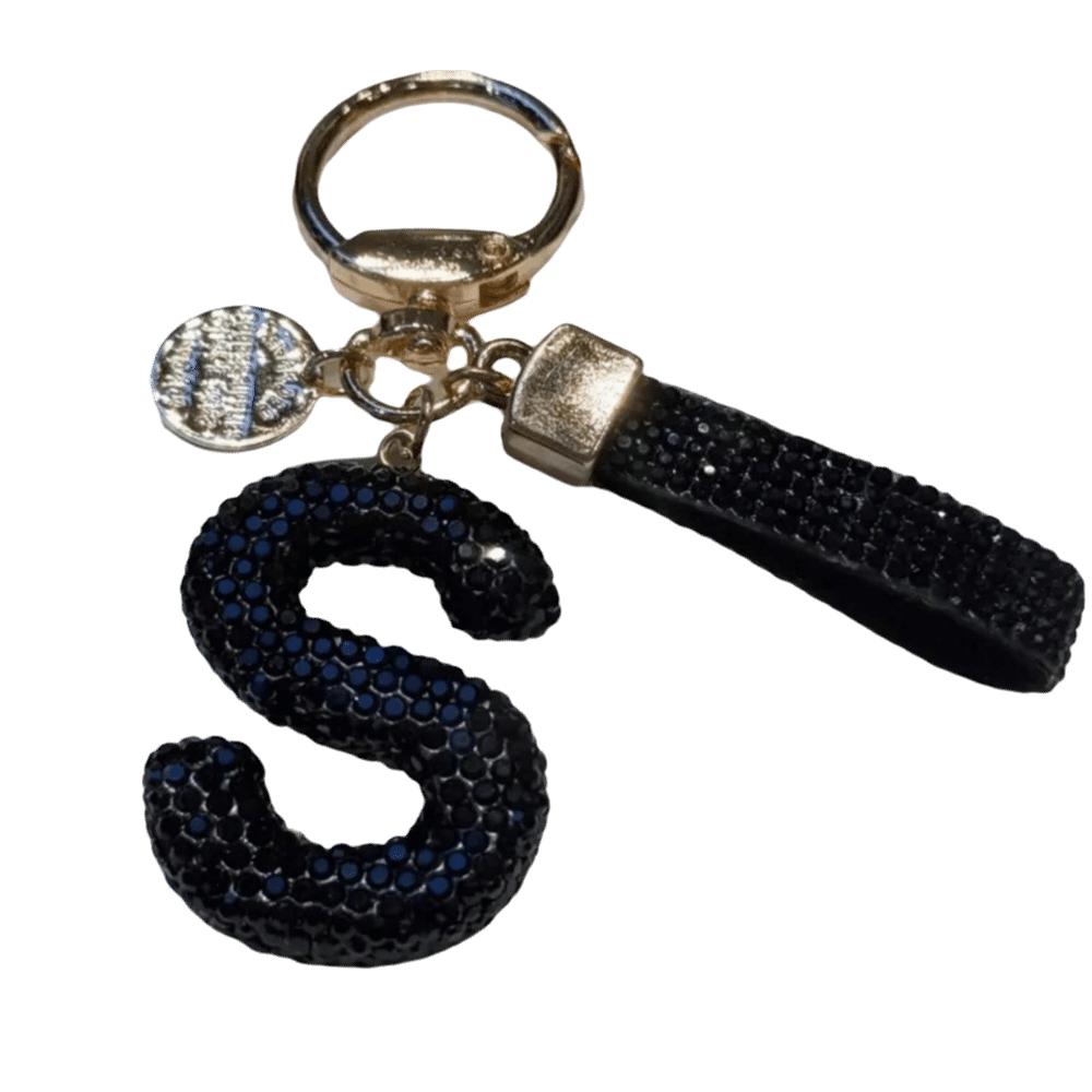 Shiny Letter Key Chain Luxury Crystal Letter Pendant Gifts Rhinestone Keychain Gifts Letter S чёрный