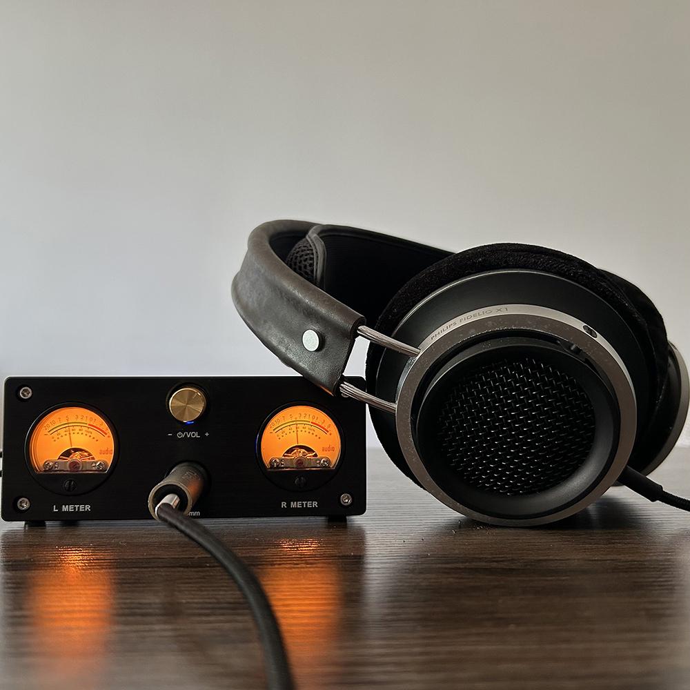 Xz-U6Pro VU Meter + Headphone Amp Combo DC 5V Desktop Linear Headphone Amplifier 6.35mm/3.5mm Jack