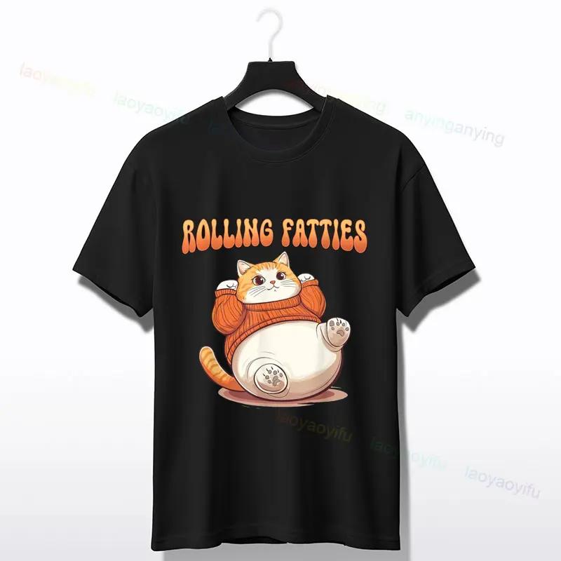 

Rolling Fatties Funny Fat Cat Graphic Tee Unisex Unisex Cotton Crew Neck Daily Wear TShirt S