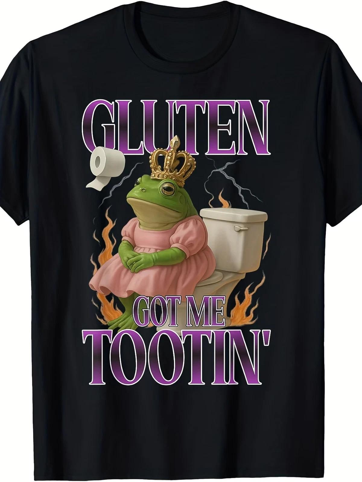 Funny Gluten Frog Meme T-Shirt - Gluten Got Me Tootin Sarcastic Celiac Humor XXL