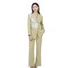 Elegant Green Women's Double-Breasted Woven Suit - Long-Sleeved, Slimming, Perfect for Spring and Autumn