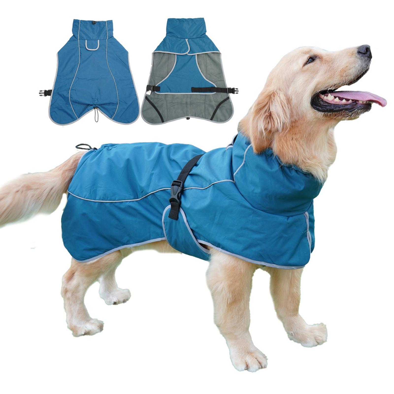 

Reflective Dog Raincoat Adjustable Dog Hooded Raincoat For Medium Large Dogs, Lightweight Pet Rain Jacket(Blue, 4XL) S