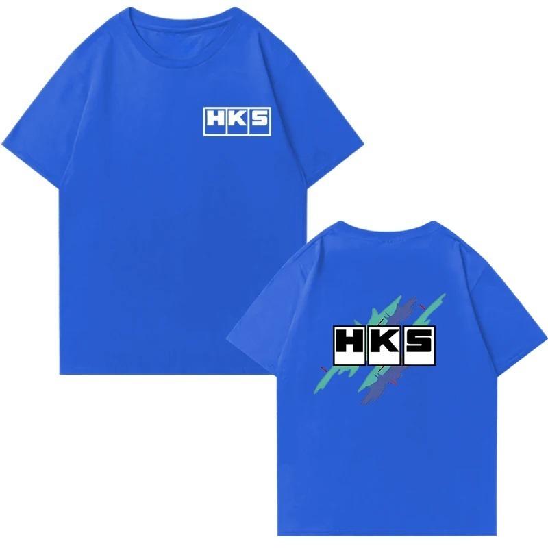 Japanese JDM Improved HKS Endless Car Graphic Short Sleeve T-shirts Cotton Men Women Oversized Tee Shirt Double Sided Unisex Top