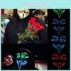 Ohromující LED maska na Halloween s designem V jako Vendeta Anonymous
