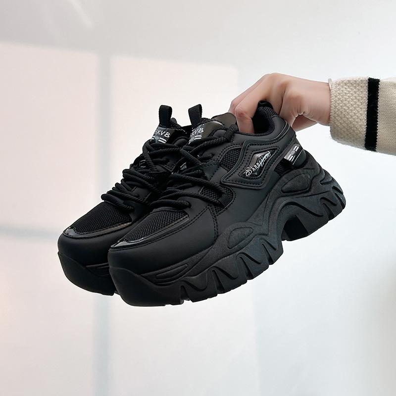 

ins корейская версия кроссовок для пап на платформе 2025 весна новые уличные кроссовки для бега для студентов увеличивают высоту и досуг 1942 40 чёрный