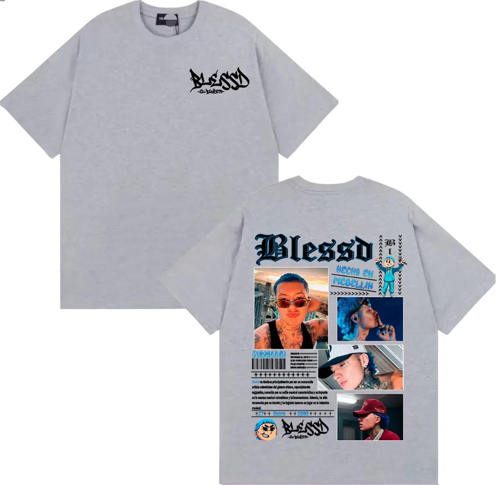 Rapper Blessd Music Album 2025 Tour T Shirts Unisexs Clothing Fashion Hip Hop Punk Tshirt Cotton 100 High Quality Loose T Shirt