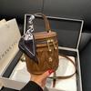 Rhombus Embroidery Thread Bucket Bag Women's 2025 New Rich Bucket Shoulder Bag Versatile High-end Messenger Bag Handbag