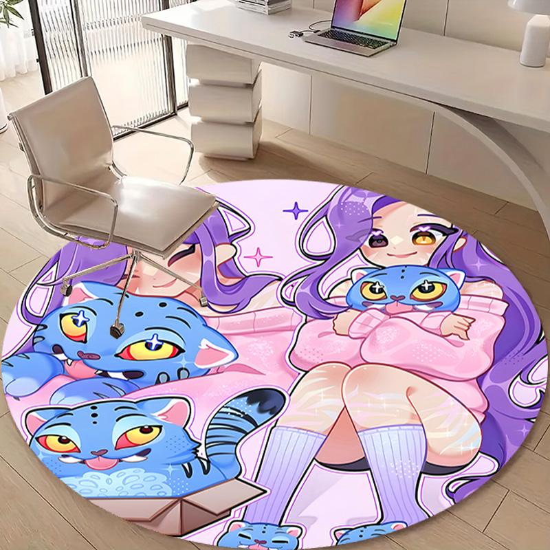 1pc KPop Demon Hunters RUMI6 Design Printed Area Round Carpet for Bedroom Living Room Home Decor Rugs Mat Non Slip Mat Rug for Bedside