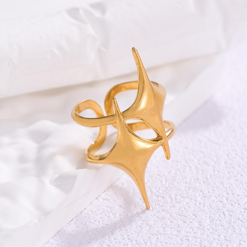 Simple Star Open Titanium Steel Ring for Women - Chic Light Luxury Stainless Steel Jewelry