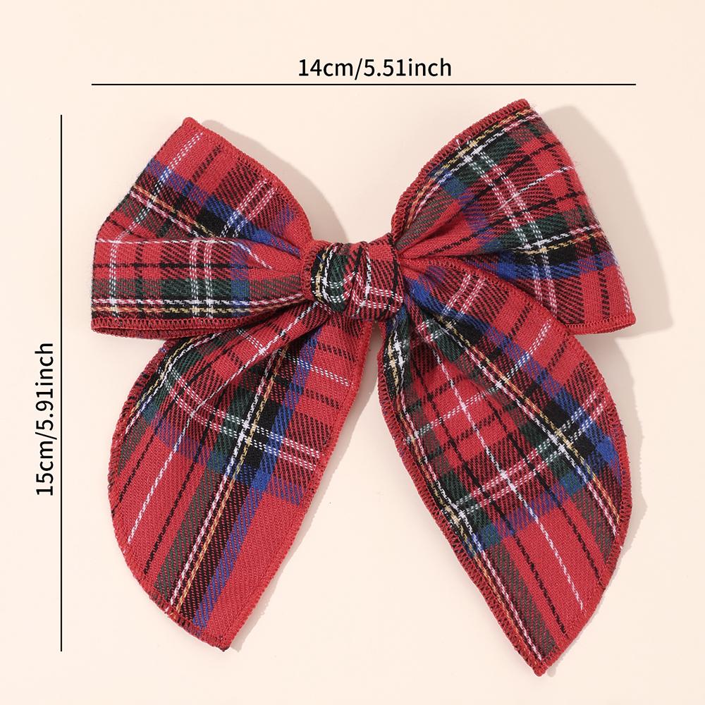 2pcs Retro Christmas Plaid Bow Hair Clips For Girls Festive Checkered Fabric Hairpins Holiday Parties Christmas Hair Accessories