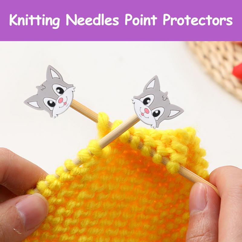 Knitting Stoppers 8x Koala Turtle Panda Cat Knitting Needle Caps Sweater Needle Caps Cute Cartoon Needle Tip Protectors Knitting