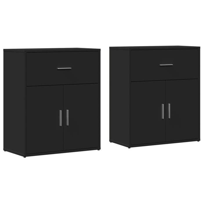 VidaXL Buffets 2 pcs noir 60x31x70 cm bois d'ingénierie, armoire de rangement, meuble d'entrée, meuble d'appoint, meuble de 3276547