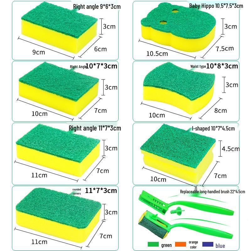Double-Sided Durable Dishwashing Sponge and Scouring Pad for Kitchen Cleaning