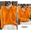 Women's V-Neck Pure Wool Knit Sweater - Heart Neckline, Autumn/Winter Base Layer