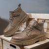Mode Herren Freizeit Lederstiefel Modischer Britischer Stil Vielseitig Bequem Weiches Leder Herren High Top Herren Outdoor Arbeitsschuhe