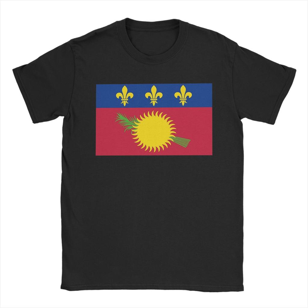 Guadeloupe Karte Flagge T-Shirt Herren Vintage Reines Baumwoll-T-Shirt Rundhals Kurzarm T-Shirts Große Größen Kleidung