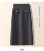 Women's High-Waisted Gray Wool Bodycon Skirt - Autumn/Winter 2024 A-Line Retro Mid-Length Skirt