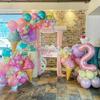 Pink colored balloon arch wreath set, cute ice cream themed macaron balloon set for birthday party shower party decoration