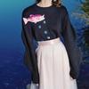 2024 Autumn/Winter Round Neck Goldfish Sequin Embroidered Wave Sleeve Slim Knitwear for Women