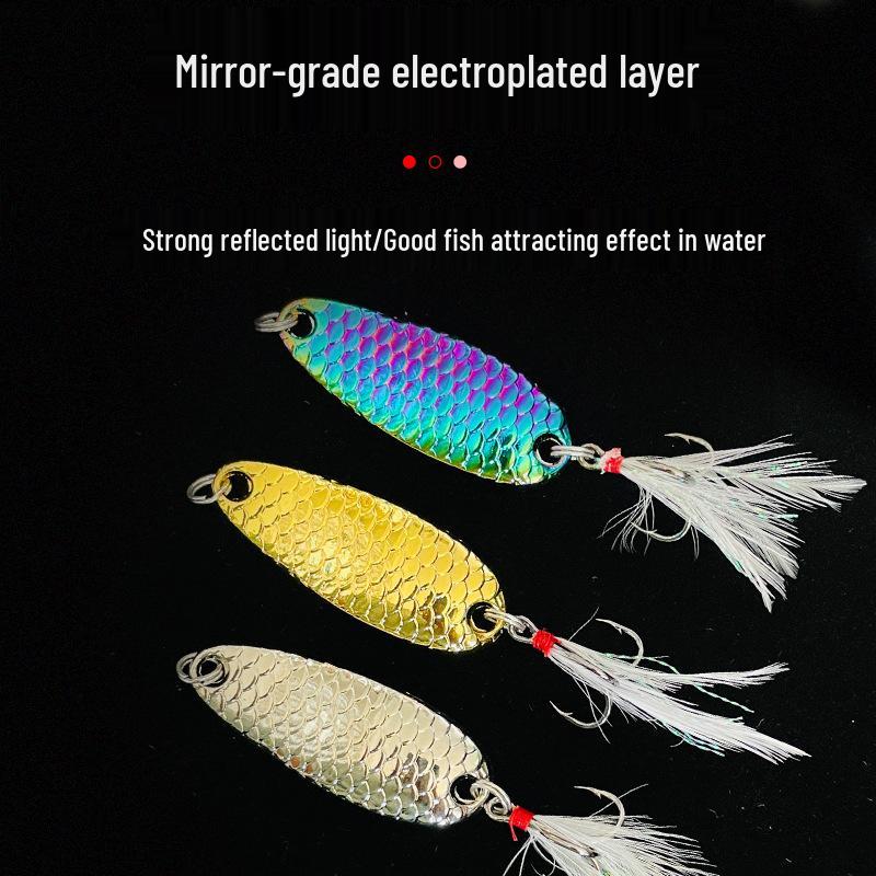 Dragon Scale Spinner Lure: Micro Warped Mouth Culter Spoon Bait, Artificial Whitebait.