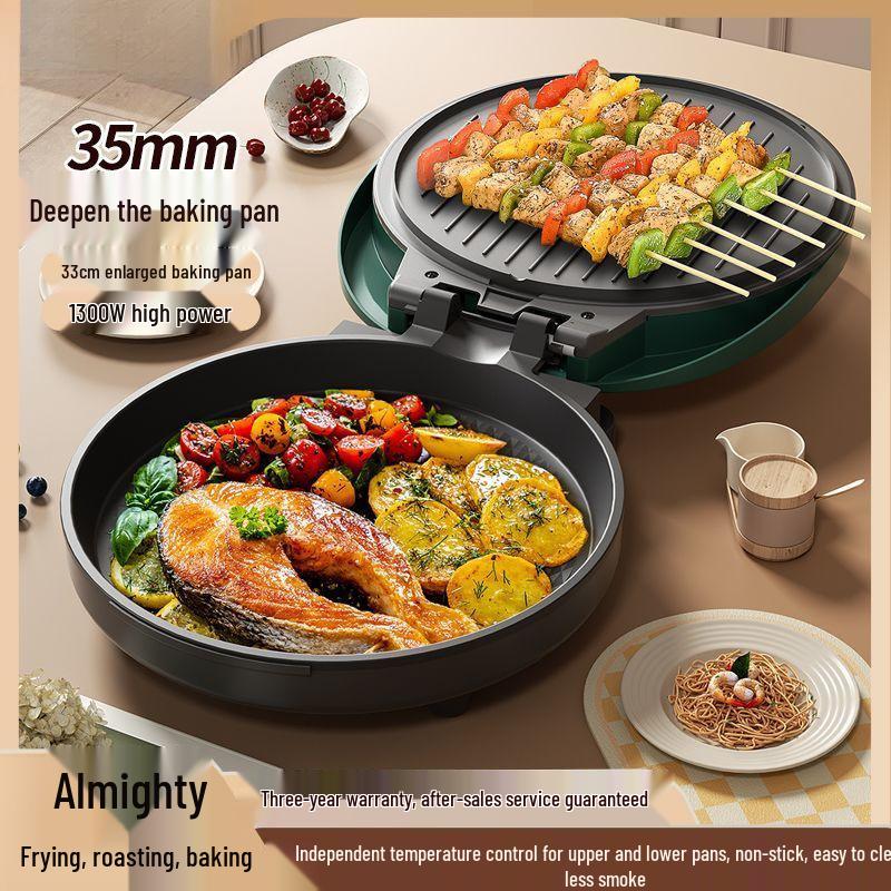 Padella Elettrica Doppia per Torte & Piadine - Padella Multifunzione Grande per Crêpes & Grigliate