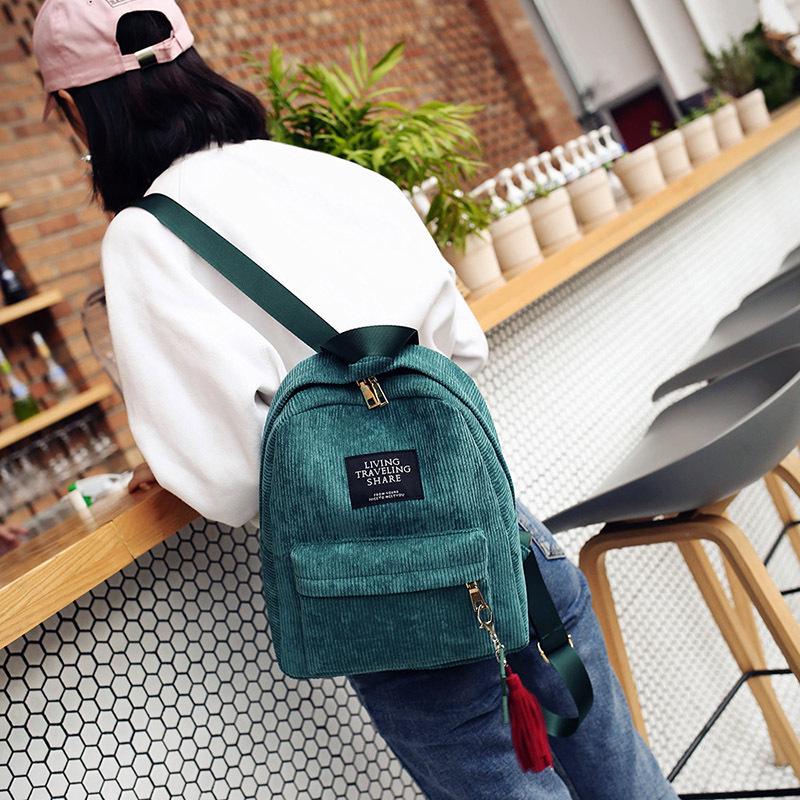 Women Mini Backpack Casual Travel School Bag Lightweight Daypack Small Shoulder Backpack with Front Pocket Tassel Pendant