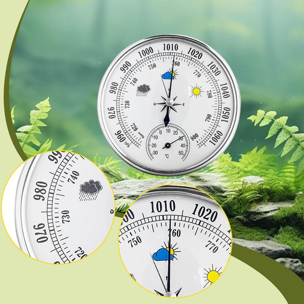 Barometer Portable Weather Instrument Wall Decor, Accurate ,All Season for Home Indoor Outdoor Weather Station Dial Thermometer