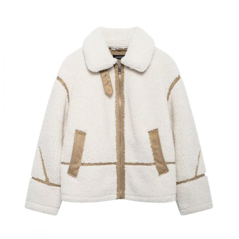Womens Fleece Lined Zip-Up Jacket Double-Sided Warm Outerwear Casual Office Wear