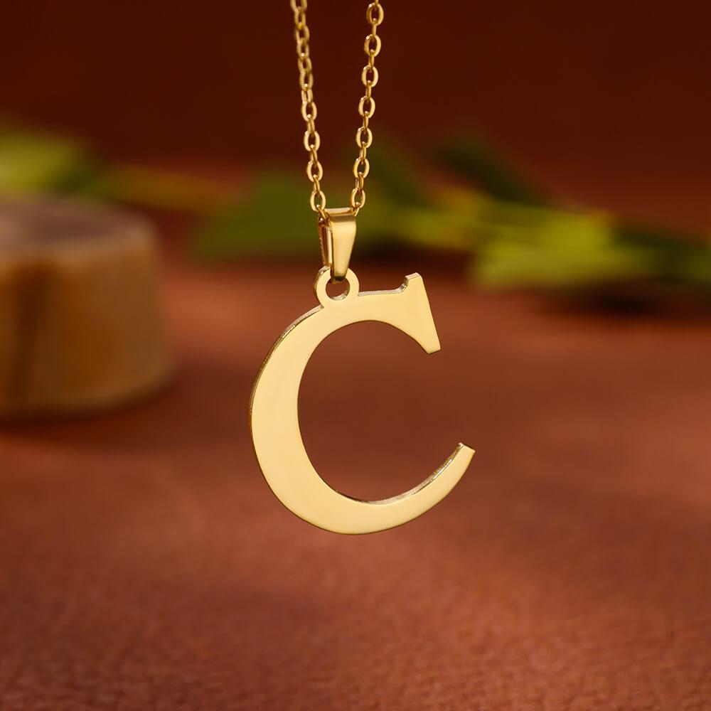 Elegant Initial Letter Stainless Steel Necklace Women Gold Color Alphabet Pendant Necklaces Vintage Waterproof Zircon Gifts