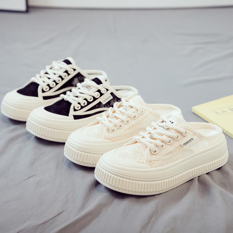 Fashion Shoes Women Female Slippers Loafers Luxury Slides Lace Soft 2025 Designer Summer Fashion Fabric Slippers Casual Loafers Shoes L