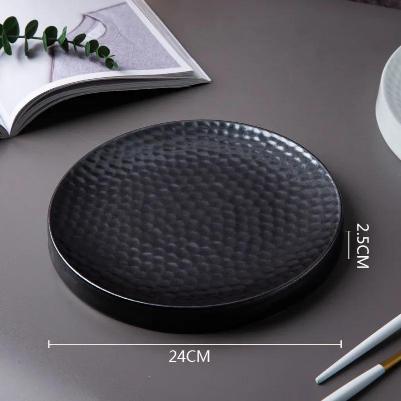 

Керамическая обеденная тарелка Ресторан Неровная текстура Плоские тарелки для стейка и десерта Паста Дом Однотонная посуда