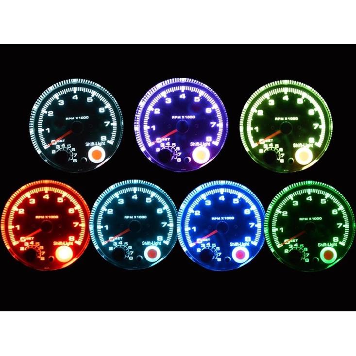 Tachometer Dragon Gauge 3.75 Inch 95mm Car Gauge Tachometer Meter 12V 7 LED Colors Adjustable 0-8000 RPM Chrome Shell Tachometer Gauge, TWENOW9314