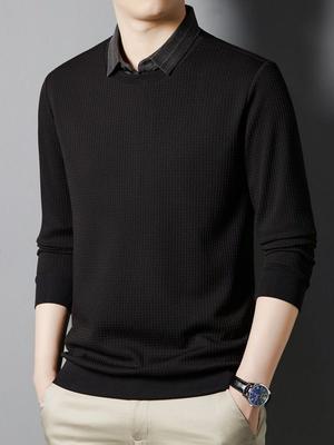 Fake zweiteiliger Langarmpullover Herrenunterhemd Neuer Strickoberteil Herbst und Winter Verdickungspullover