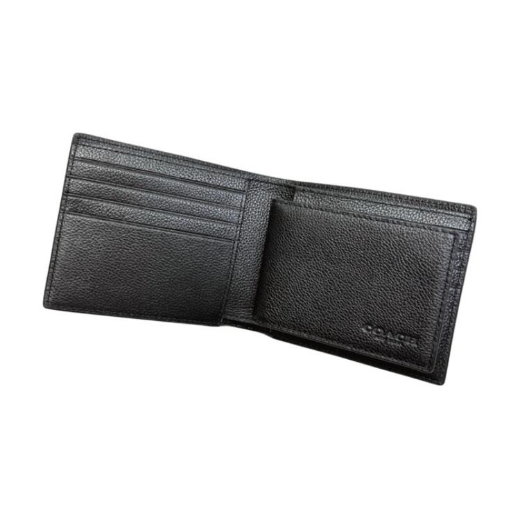Coach 3 In 1 Wallet With 11 Credit Card Slots Smooth Calfskin Wallet Men Wallets Black CR911-BLK