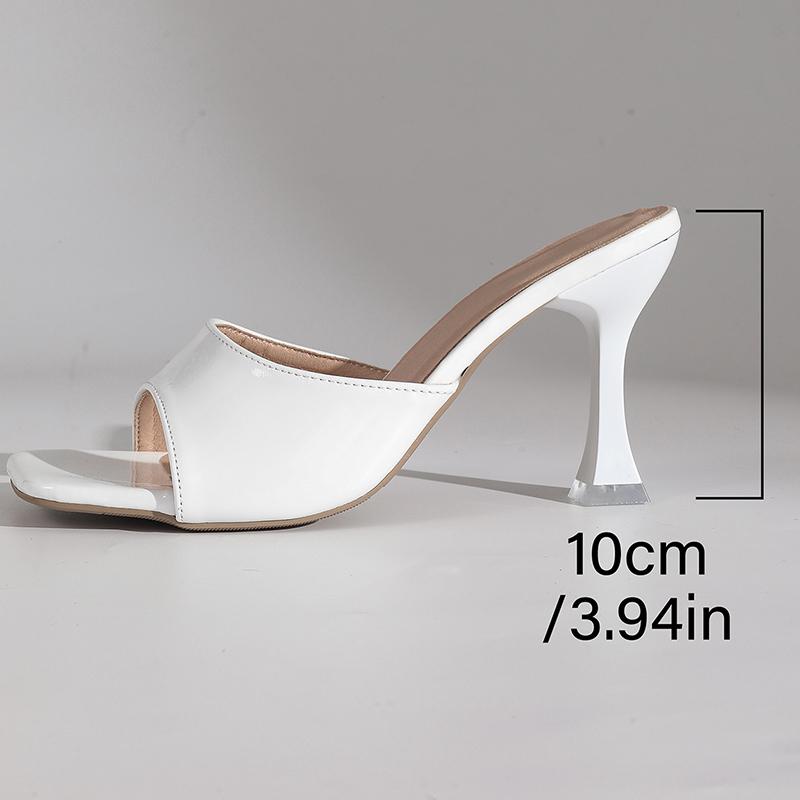 

Мода Женская Мода Белые Босоножки на Очень Высоком Каблуке из Искусственной Кожи с Квадратным Носком Вечерние Туфли Летние Большого Размера Шлепанцы на Тонком Каблуке 39
