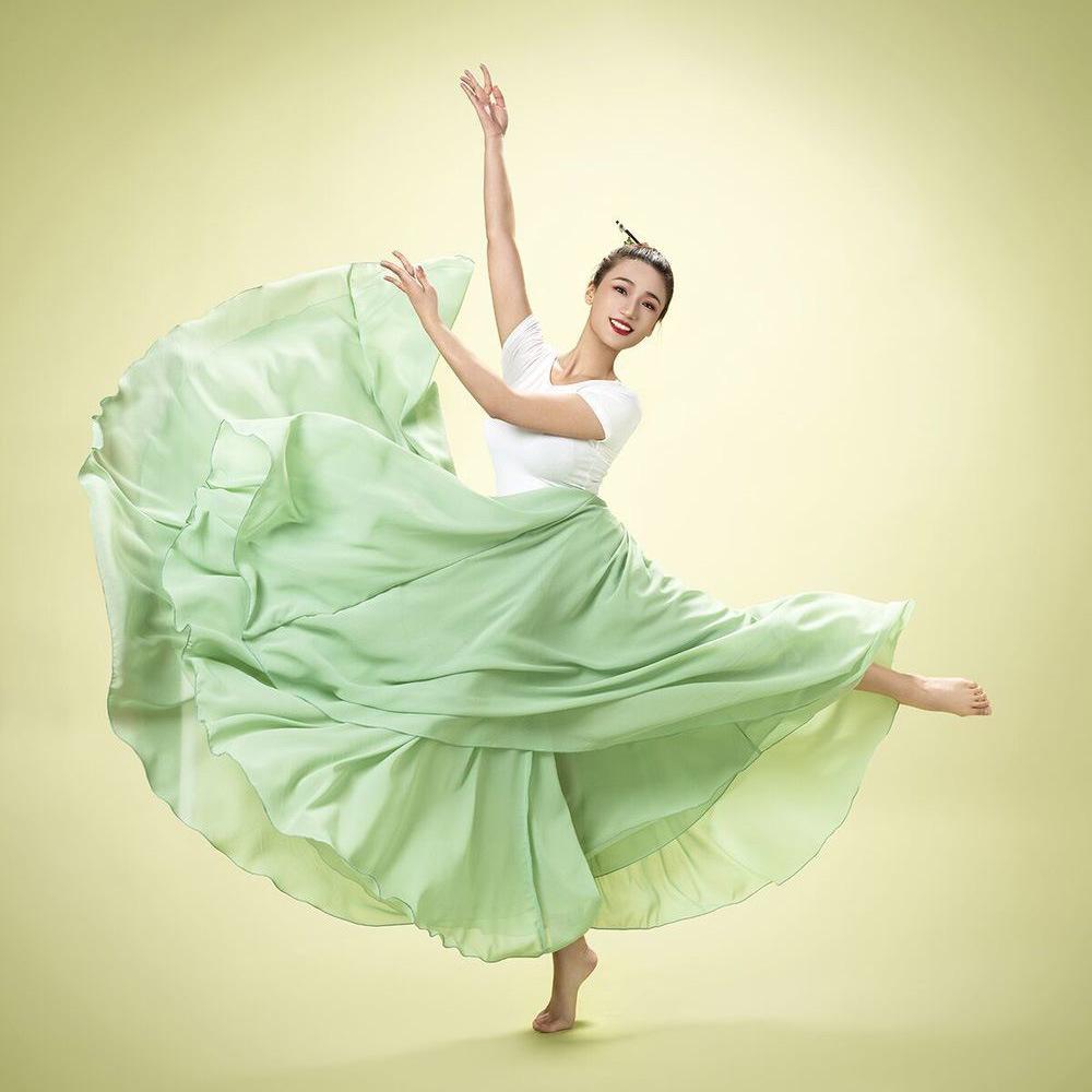 720° Double-Layer Chiffon Swing Skirt for Modern Ballroom and Square Dance Practice