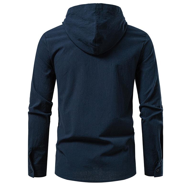 Herren Schnürhemd mit Kapuze Langarm Lässiges Retro Oberteil für Herren Frühling Herbst Mode Mehrfarbig Herrenbluse