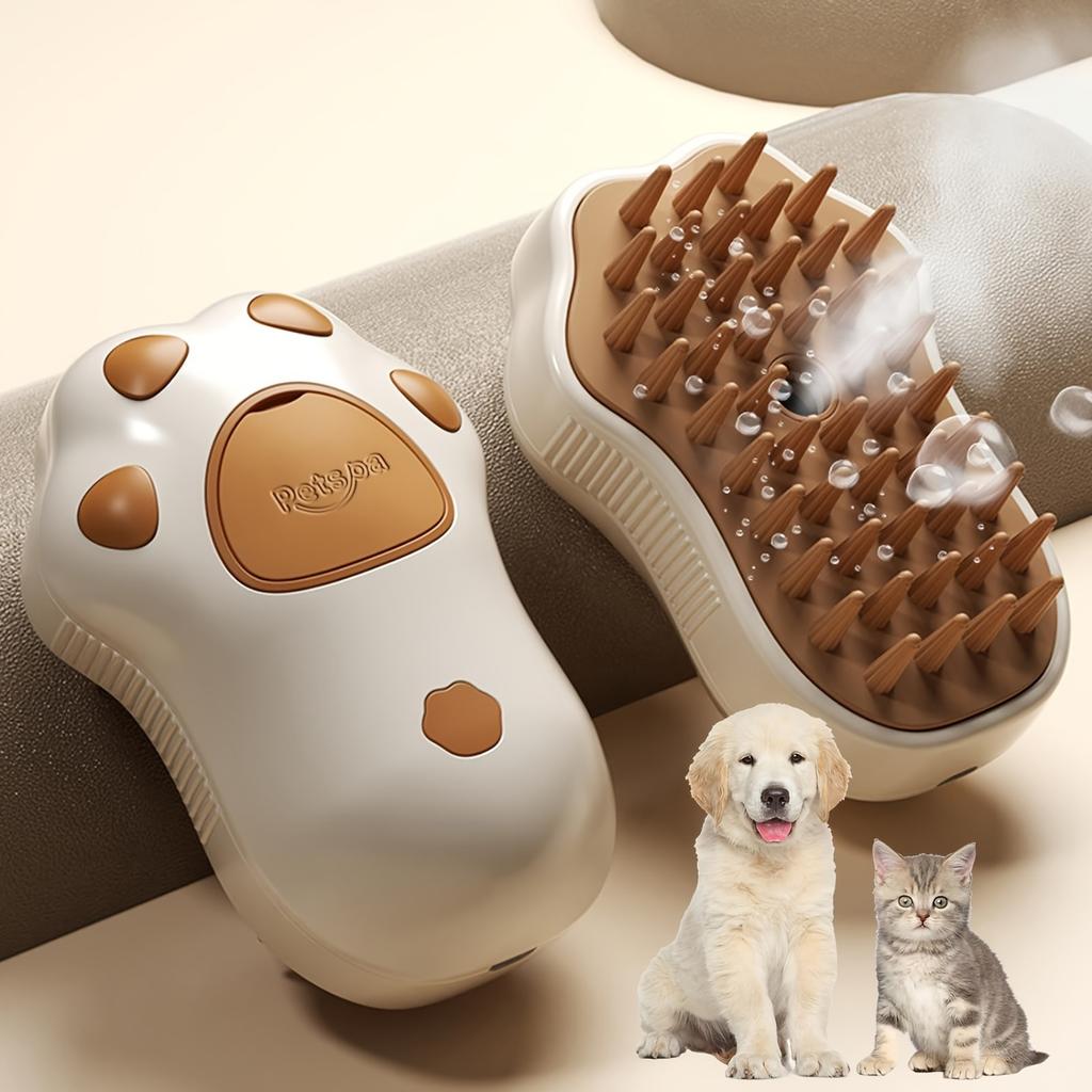 1pc Electric Steam Cat Brush Ultimate Grooming Tool with Self-Cleaning, Silicone Massage Bristles, Hair Remover Coat Care for Cats Dogs .