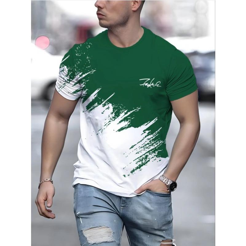New Men's Casual Fashion Short Sleeve T-Shirt, Digital Printing Short Sleeve T-Shirt