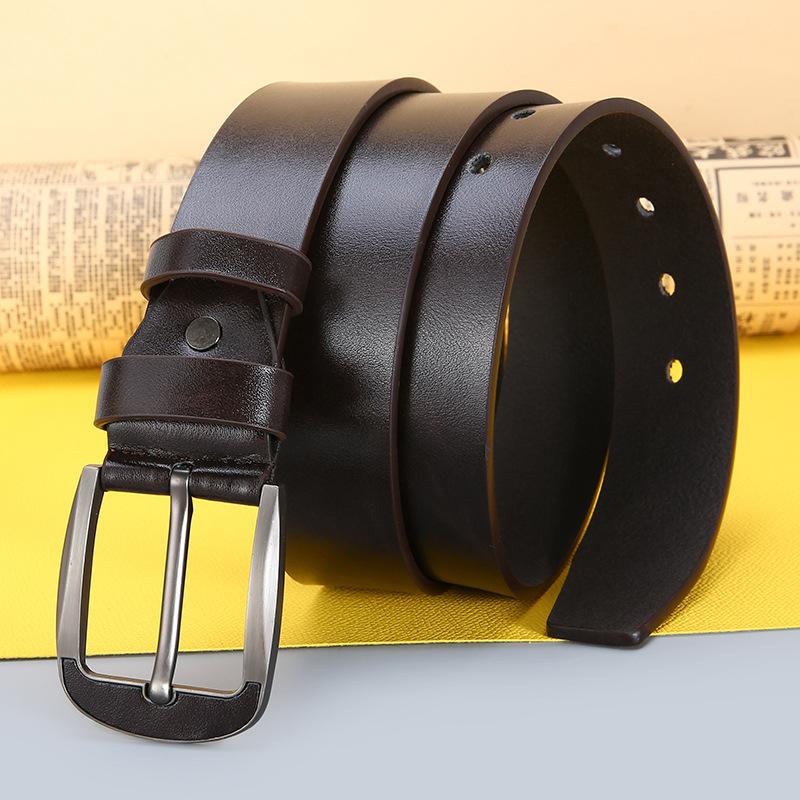 Men's TPU Strap with Leather Sticker and Needle Buckle Fashionable Casual Versatile Trendy Business Belt
