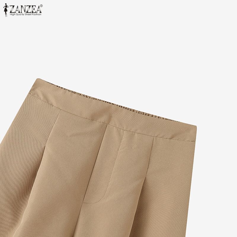 ZANZEA Women Casual Solid Color Loose A-Line Capri Pants