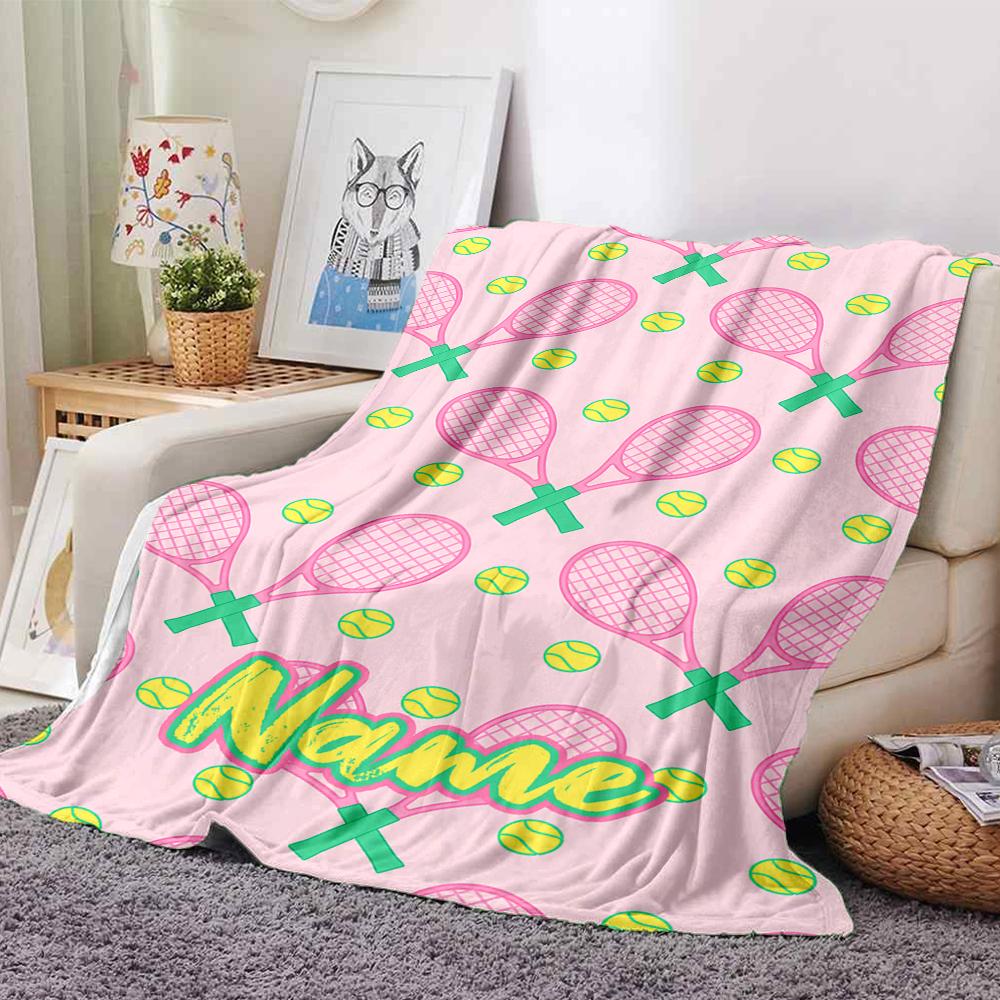 Custom Name Tennis Theme Printed Blanket - Perfect for Couch, Bed, Travel & Outdoor Use | Machine Washable, Cozy & Durable.
