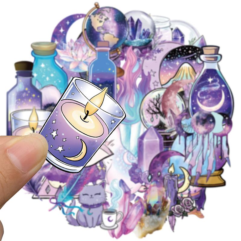 50PCS Magical Planet Stickers Boho Witch Aesthetic Stickers Witchy Decals for Water Bottles,Waterproof Vinyl Sticker for Laptop