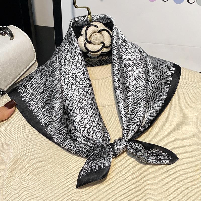 100% Natural Real Silk Scarf Women Luxury High Quality Square Fashion Print Hair Neckerchief Shawl Wraps Hijab Bandana Scarves