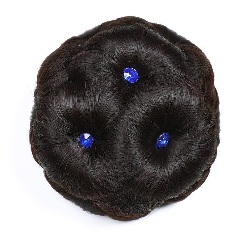 1Pc Synthetic Hair Bun Bud Hair Clips With Diamond Colorful Shiny For Women Ponytail Claw Clip Lifelike Hairpiece Styling Tools