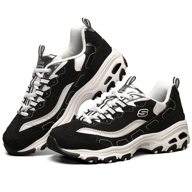 Skechers D Lites 1.0 Low Chunky Shoes Black Women's 149463-BKW