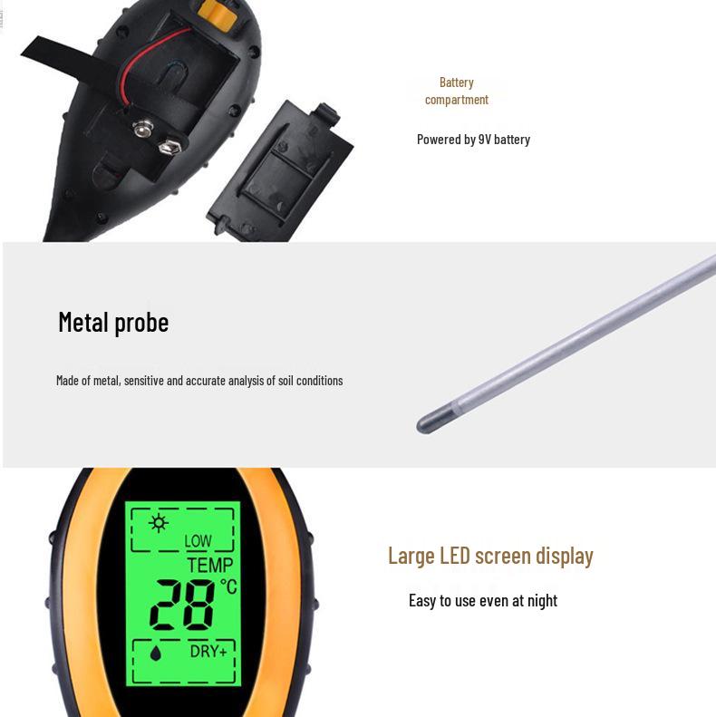 High Precision pH & Moisture Tester for Soil Acidity, Alkalinity, and Nutrient Levels In Gardening and Plants